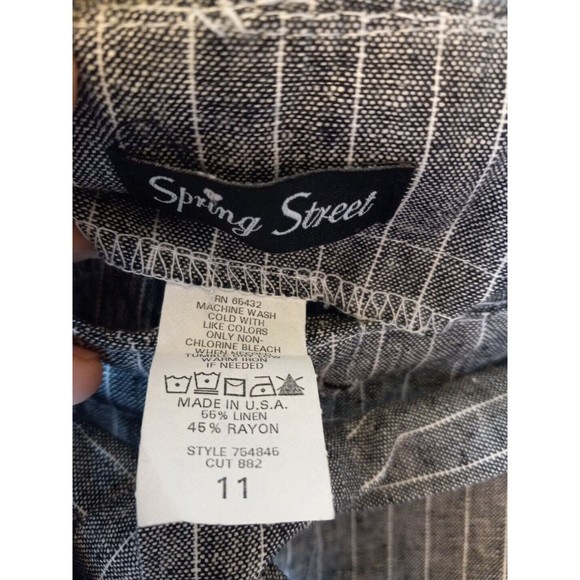 Spring Street Womens Linen Blend  Grey/white Striped Dress Pants Size 11 - Picture 7 of 13